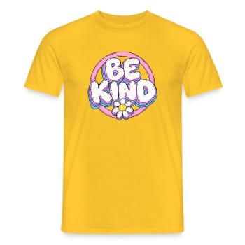 Be Kind Retro Blüten Logo - Männer T-Shirt - Gelb - Vorne - AI Model Male 178 dark (178cm)