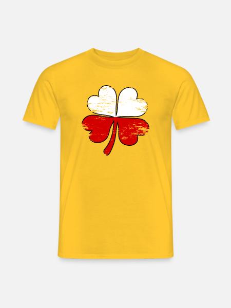 Polen Flagge Kleeblatt used - Männer T-Shirt - Gelb
