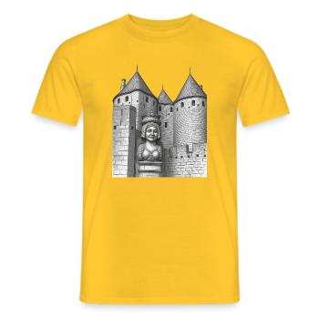 Festungs- und Büstenkönigin mittelalterliche Stadt - Männer T-Shirt - Gelb - Vorne - AI Model Male 178 dark (178cm)