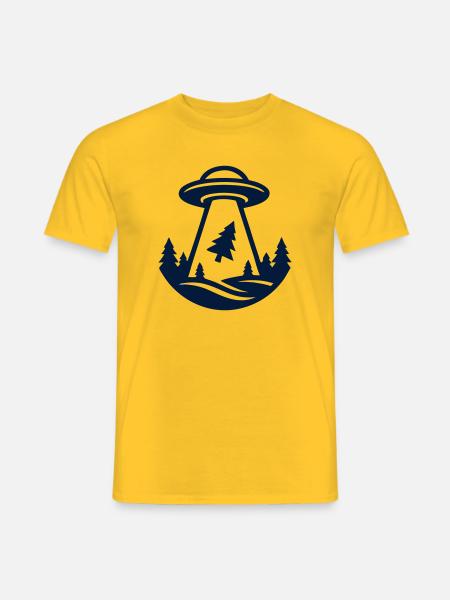 Ufo Entfuehrung Wald Logo - Männer T-Shirt - Gelb