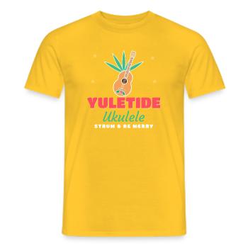 Yuletide Ukulele Weihnachts-Ukulele-Musiker - Männer T-Shirt - Gelb - Vorne - AI Model Male 178 dark (178cm)