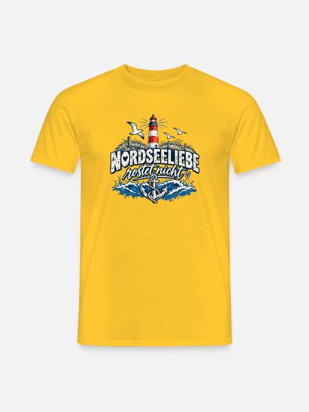 Nordsee Liebe Rostet Nicht Leuchtturm - Männer T-Shirt - Gelb
