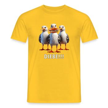 Möven Fischbrötchen Diebe - Männer T-Shirt - Gelb - Vorne - AI Model Male 178 dark (178cm)