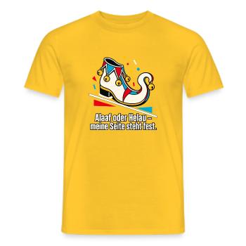 Karnevalsfan Alaaf oder Helau Regionalstolz - Männer T-Shirt - Gelb - Vorne - AI Model Male 178 dark (178cm)