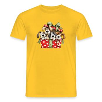 🎁 Weihnachtswelpen - Männer T-Shirt - Gelb - Vorne - AI Model Male 178 dark (178cm)