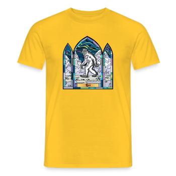 Buntglas-Yeti in Schneelandschaft - Männer T-Shirt - Gelb - Vorne - AI Model Male 178 dark (178cm)