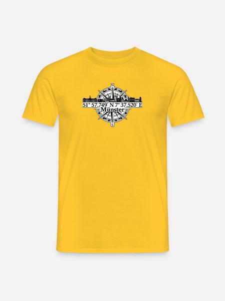 Münster Kompass Stadtansicht - Männer T-Shirt - Gelb