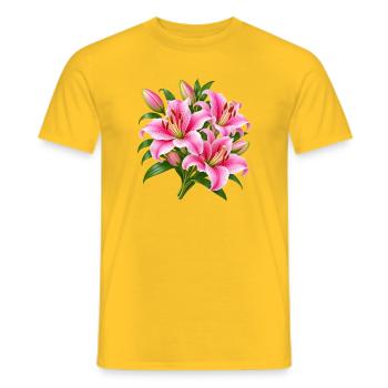 Pink Lily Bouquet Burst - Männer T-Shirt - Gelb - Vorne - AI Model Male 178 dark (178cm)
