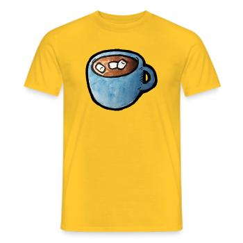 Blauer Aquarell-Tassen-Kakao mit Marshmallows - Männer T-Shirt - Gelb - Vorne - AI Model Male 178 dark (178cm)