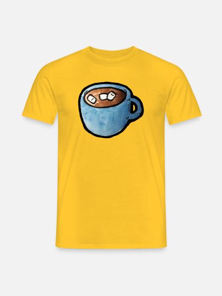 Blauer Aquarell-Tassen-Kakao mit Marshmallows - Männer T-Shirt - Gelb