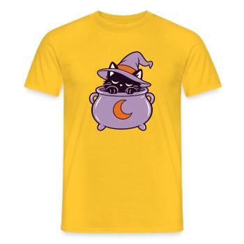 Katzenzauber im Hexenkessel - Männer T-Shirt - Gelb - Vorne - AI Model Male 178 dark (178cm)