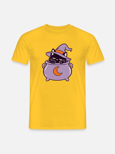 Katzenzauber im Hexenkessel - Männer T-Shirt - Gelb