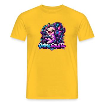  Gamesolotl Axolotl Spieler Cyberpunk - Männer T-Shirt - Gelb - Vorne - AI Model Male 178 dark (178cm)