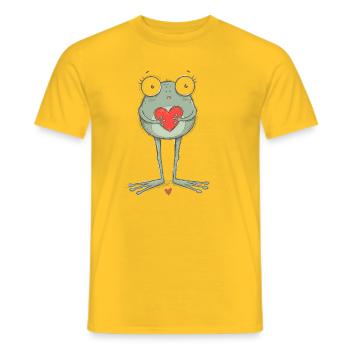 Süßer Frosch Herz Liebe Valentinstag-T-Shirt - Männer T-Shirt - Gelb - Vorne - AI Model Male 178 dark (178cm)