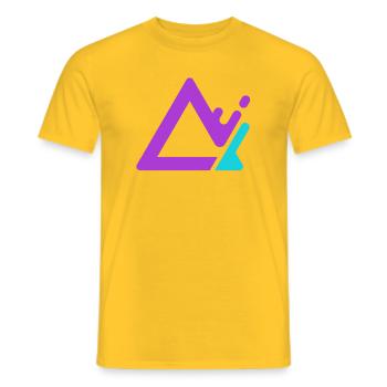 Geometrischer Berg-Logo in Lila Cyan - Männer T-Shirt - Gelb - Vorne - AI Model Male 178 dark (178cm)