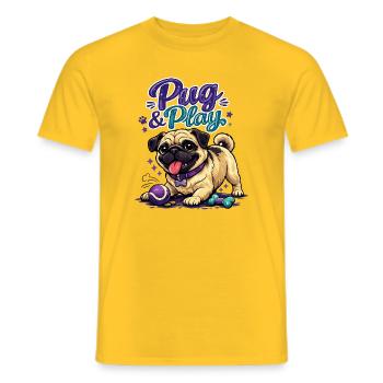 Mops & Spielzeugzeit - Männer T-Shirt - Gelb - Vorne - AI Model Male 178 dark (178cm)