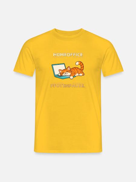 Homeoffice Pfotenpause Katze - Männer T-Shirt - Gelb