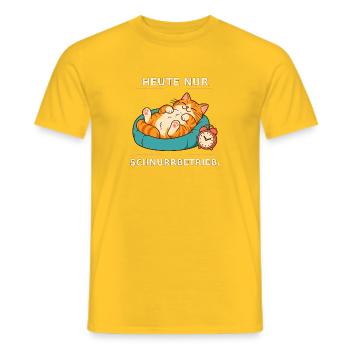 Heute Nur Schnurrbetrieb Katze - Männer T-Shirt - Gelb - Vorne - AI Model Male 178 dark (178cm)