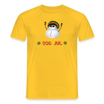 Rasta Schneemann God Jul - Schwedisch - Männer T-Shirt - Gelb - Vorne - AI Model Male 178 dark (178cm)