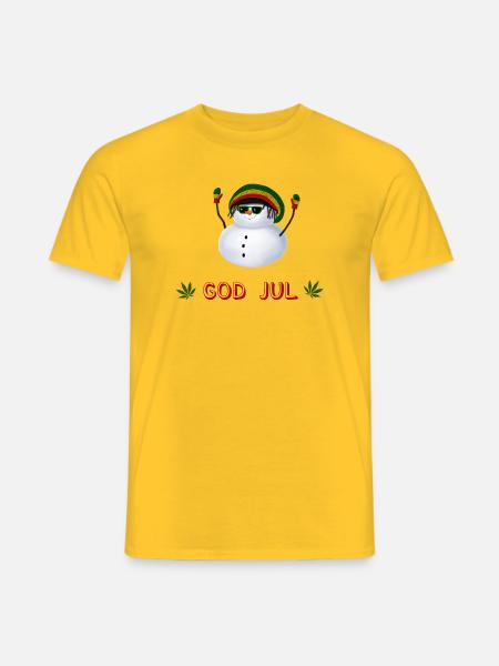 Rasta Schneemann God Jul - Schwedisch - Männer T-Shirt - Gelb