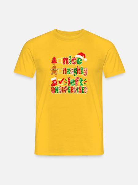 Nice Naughty Left Unanswered – Weihnachtsdesign - Männer T-Shirt - Gelb