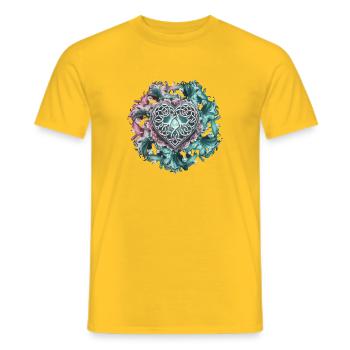  Keltisches Herz Mit Blumen Und Verschlungenen - Männer T-Shirt - Gelb - Vorne - AI Model Male 178 dark (178cm)