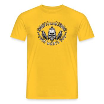 Viking Schädel mit Raben und Knoten - Männer T-Shirt - Gelb - Vorne - AI Model Male 178 dark (178cm)