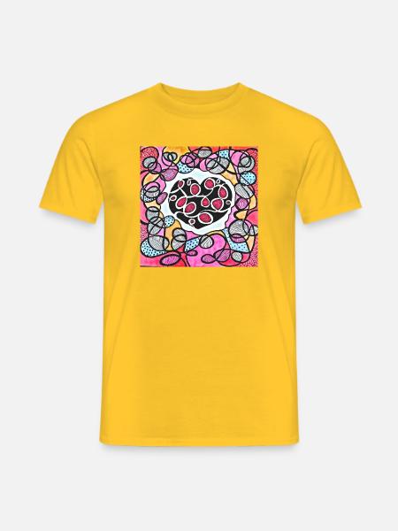 Auffällige rosa Herzen - Männer T-Shirt - Gelb