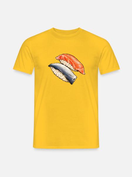 Lachs und Saba Nigiri - Männer T-Shirt - Gelb