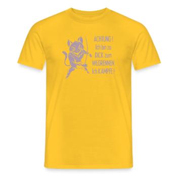 Dicke Katze, zu dick zum Wegrennen - Männer T-Shirt - Gelb - Vorne - AI Model Male 178 dark (178cm)