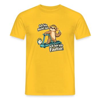 Faultier Spruch: Ich bin nicht faul - Männer T-Shirt - Gelb - Vorne - AI Model Male 178 dark (178cm)