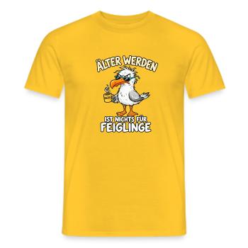 Älter Werden Feiglinge? Nicht! - Männer T-Shirt - Gelb - Vorne - AI Model Male 178 dark (178cm)