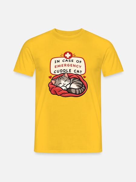 Notfall-Kuschelkatze - Männer T-Shirt - Gelb