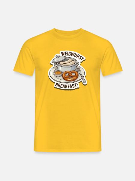 Weisswurst Frühstück Sticker Design - Männer T-Shirt - Gelb