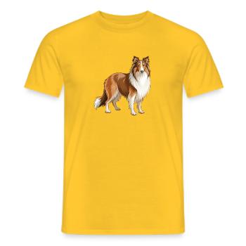 Collie Dog steht - Männer T-Shirt - Gelb - Vorne - AI Model Male 178 dark (178cm)