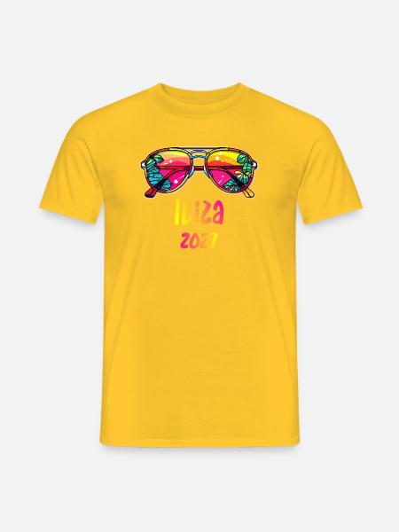 Ibiza 2027 Rainbow Sunglasses Design - Männer T-Shirt - Gelb