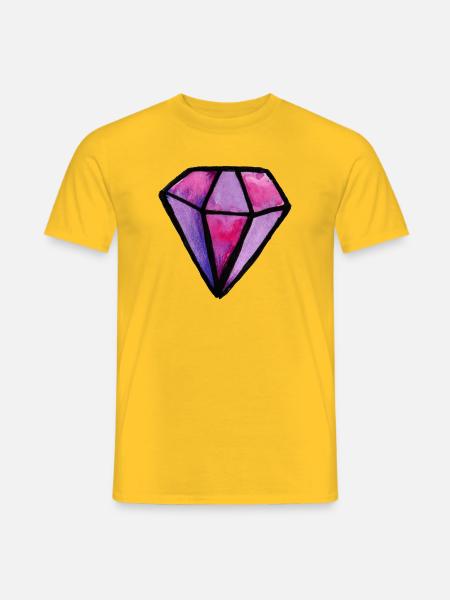 Lila Aquarell-Diamant-Edelstein - Männer T-Shirt - Gelb