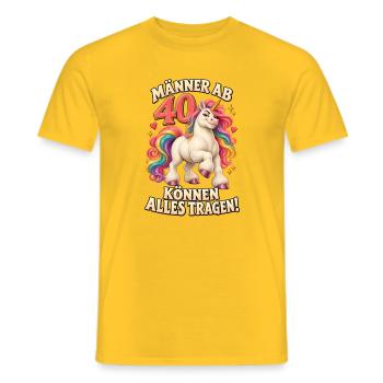 Einhorn 40. Geburtstag Männer Lustiger Spruch - Männer T-Shirt - Gelb - Vorne - AI Model Male 178 dark (178cm)