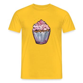 Rosa Aquarell Cupcake - Männer T-Shirt - Gelb - Vorne - AI Model Male 178 dark (178cm)