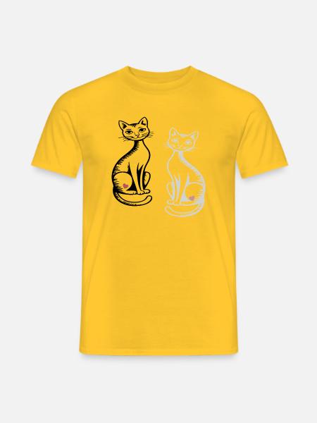 zwei Katzen - Männer T-Shirt - Gelb