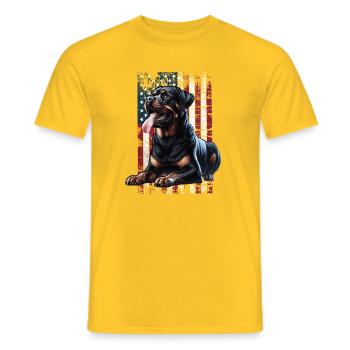 Rottweiler US Flagge - Männer T-Shirt - Gelb - Vorne - AI Model Male 178 dark (178cm)