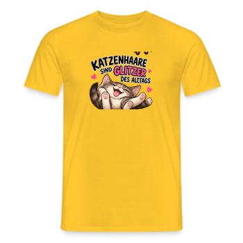 Katzenhaare sind Glitzer des Alltags - Männer T-Shirt - Gelb - Vorne - AI Model Male 178 dark (178cm)