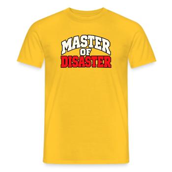 Master of Disaster – Lustiger Chaos Spruch - Männer T-Shirt - Gelb - Vorne - AI Model Male 178 dark (178cm)