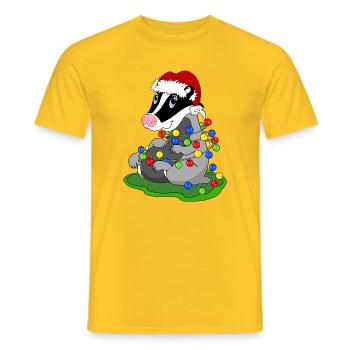Weihnachtsdachs mit Lichterketten - Männer T-Shirt - Gelb - Vorne - AI Model Male 178 dark (178cm)