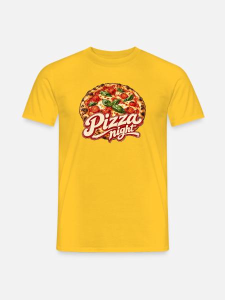 Pizza Night Logo Druck - Männer T-Shirt - Gelb