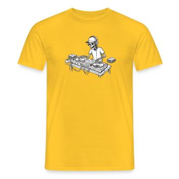 DJ-Skelett auf dem Mixer - Männer T-Shirt - Gelb - Vorne - AI Model Male 178 dark (178cm)
