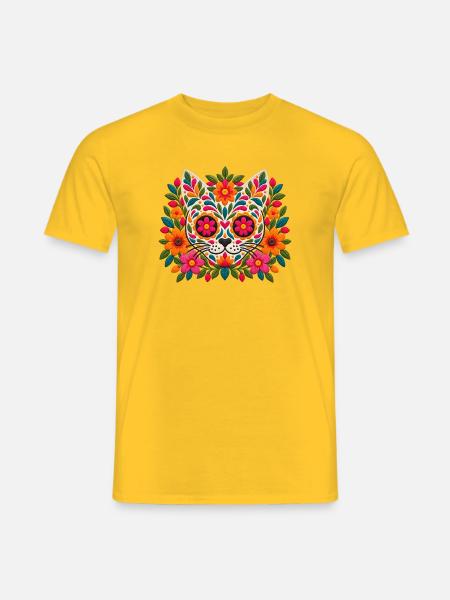 Siamesische Blüten-Zuckerschädelkatze | Pyrenäenlinien-Labor - Männer T-Shirt - Gelb