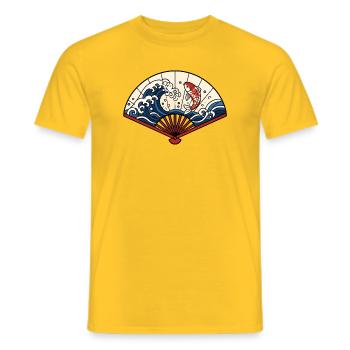 Japanischer Fächer Wellen Koi Fisch Vektor Shirt - Männer T-Shirt - Gelb - Vorne - AI Model Male 178 dark (178cm)