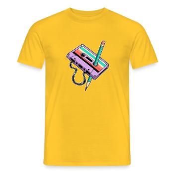 Retro-Kassette mit Stift-Duo - Männer T-Shirt - Gelb - Vorne - AI Model Male 178 dark (178cm)