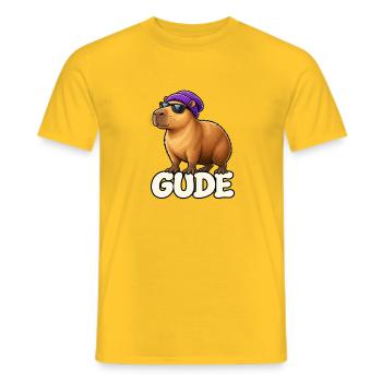 Gude Pelzheld mit Sonnenbrille - Männer T-Shirt - Gelb - Vorne - AI Model Male 178 dark (178cm)